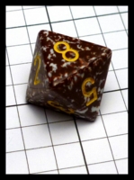 Dice : Dice - 8D - Chessex Brown and White Speckle with Yellow Numerals - POD Aug 2015